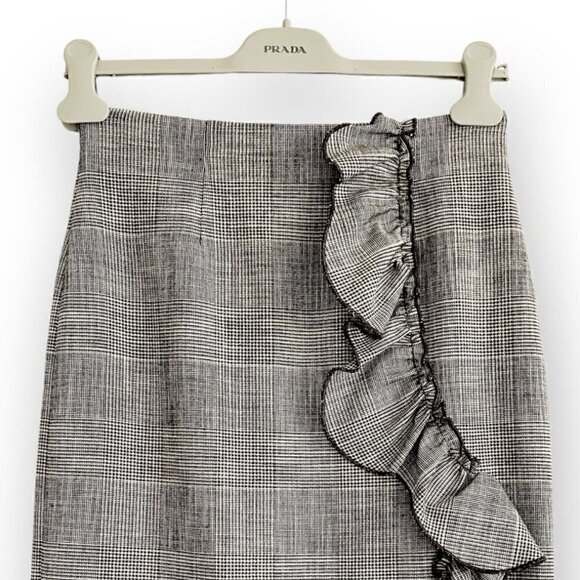 NWT Rebecca Tayler Black and Whie Glen Plaid Ruffle Skirt, size 0 - Picture 6 of 16